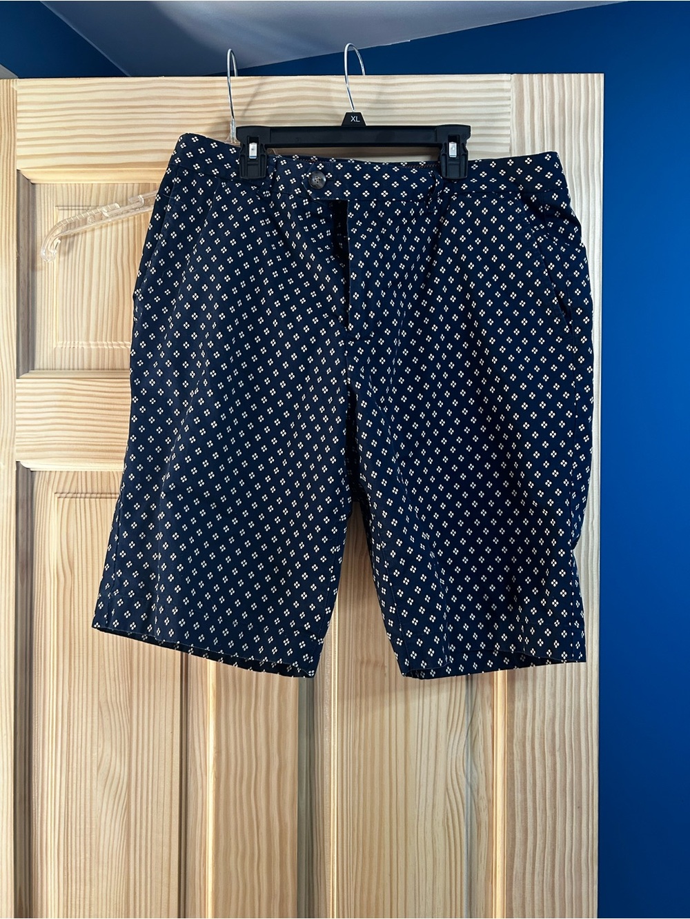 Jack Spade Navy Shorts with Small White Geometric Print